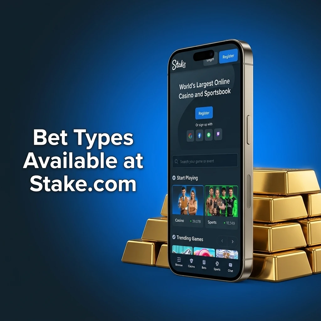 Bet types at Stake.com including single, accumulator, system, live in-play, and outright bets explained