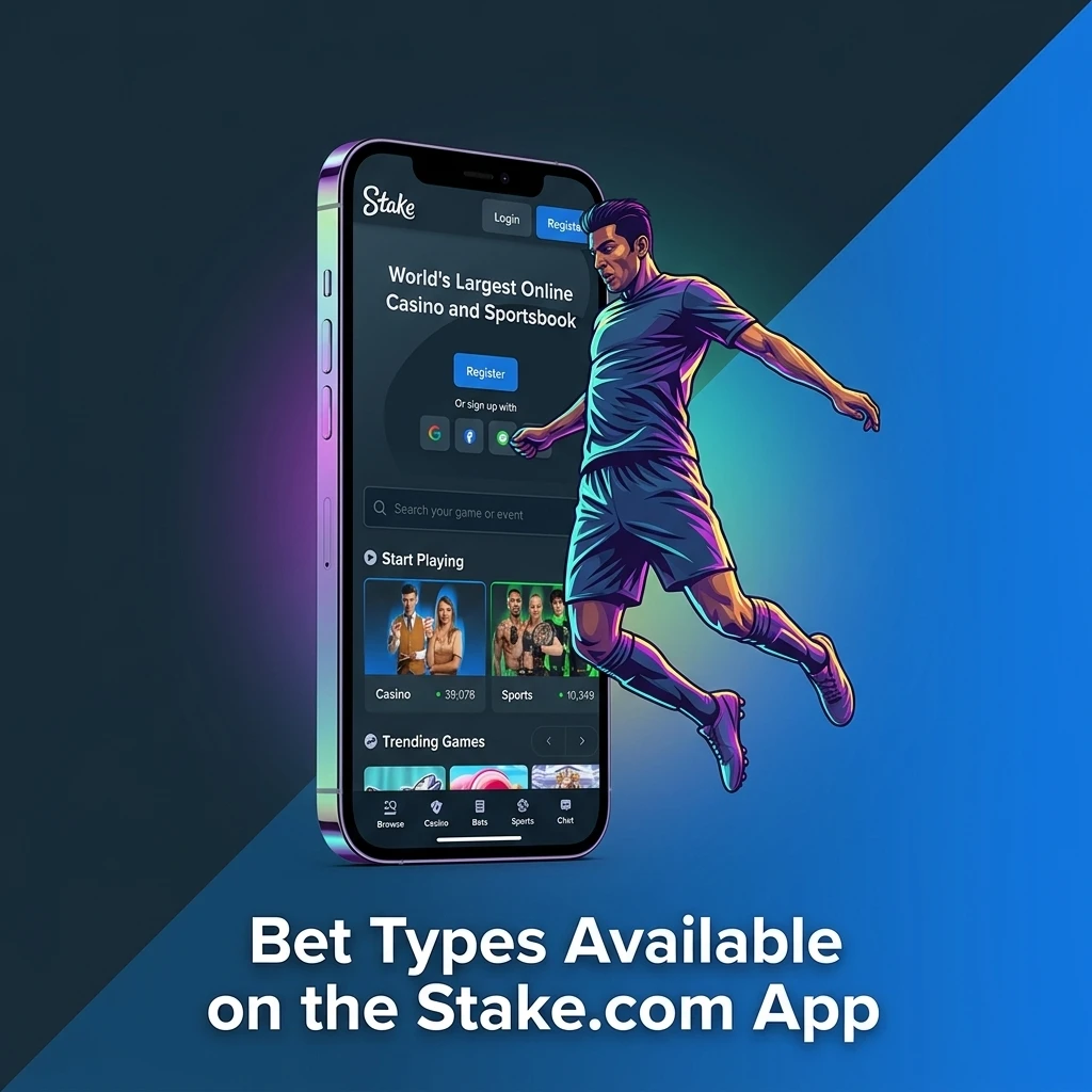 Stake.com app bet types including single, accumulator, system, live, and handicap bets explained
