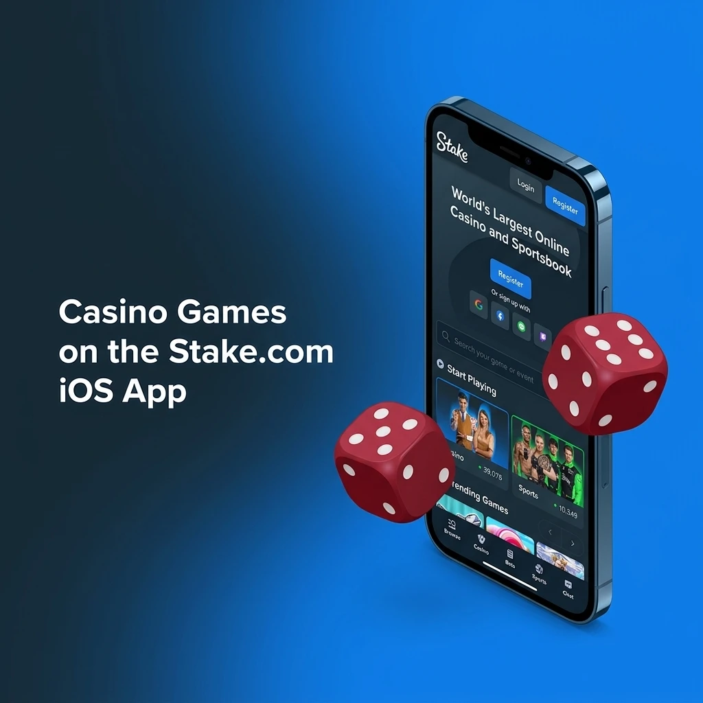 Casino games on Stake.com iOS app including Crash, Mines, Gates of Olympus, Crazy Time and live dealer titles