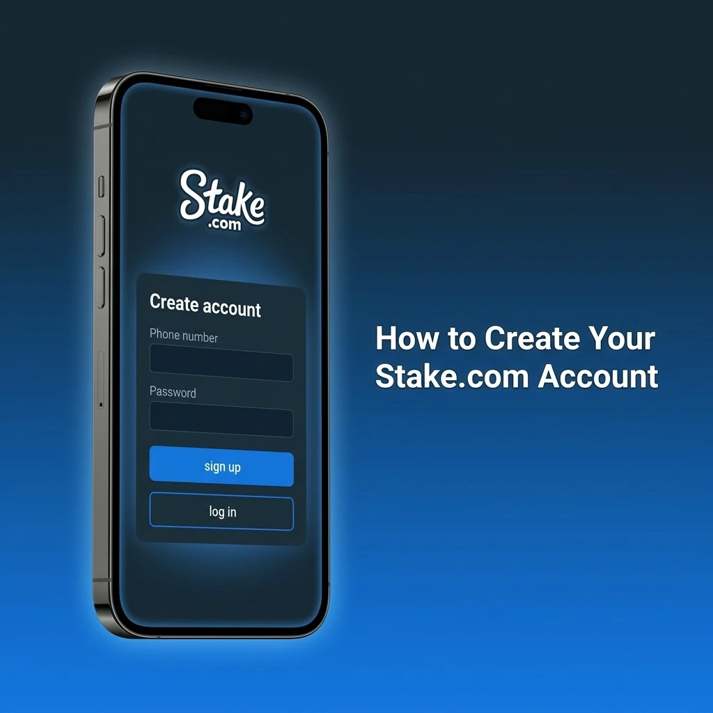 Step-by-step guide showing how to create a Stake.com account including registration, email verification, and currency setup