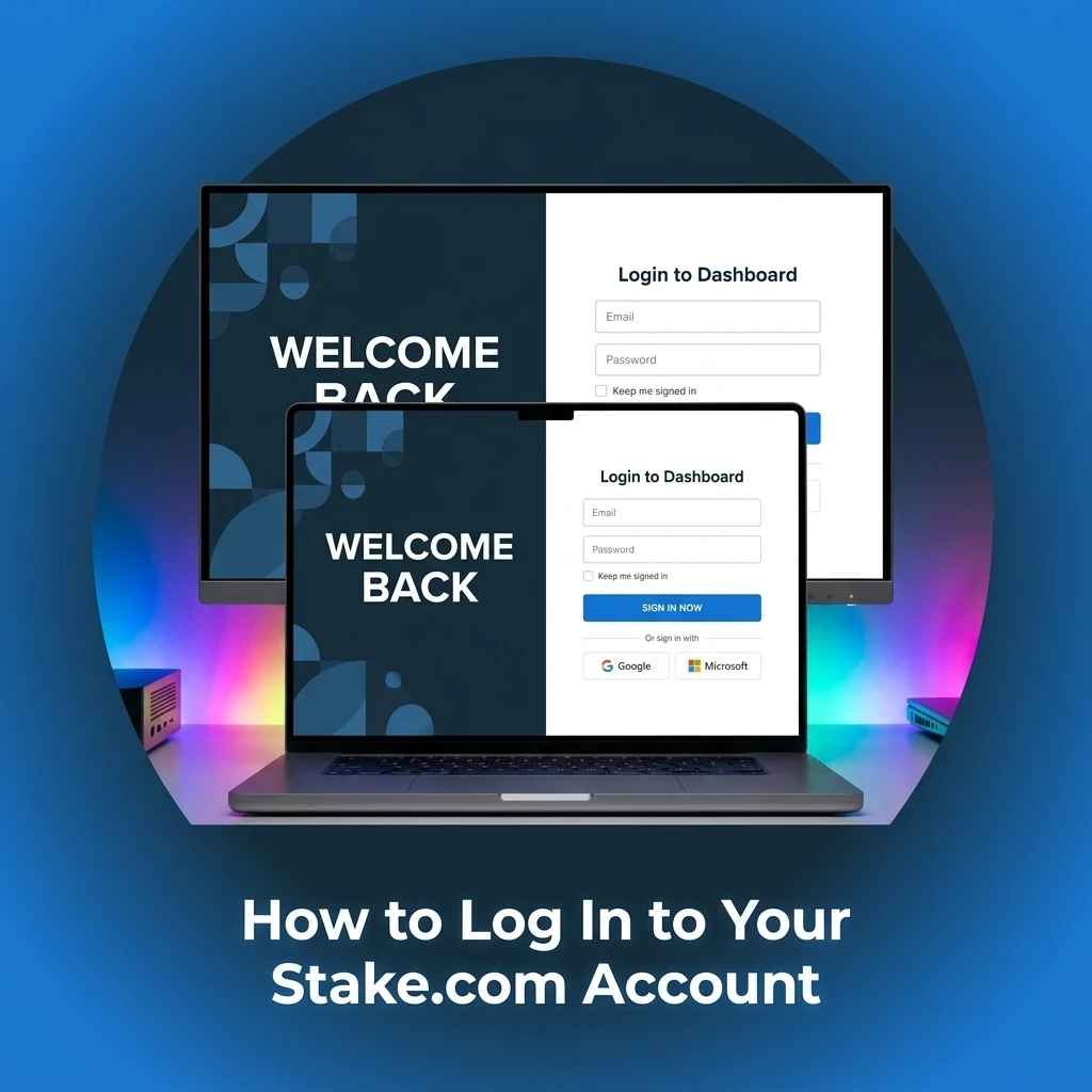 Stake.com login page showing sign-in form with email, password fields and two-factor authentication step