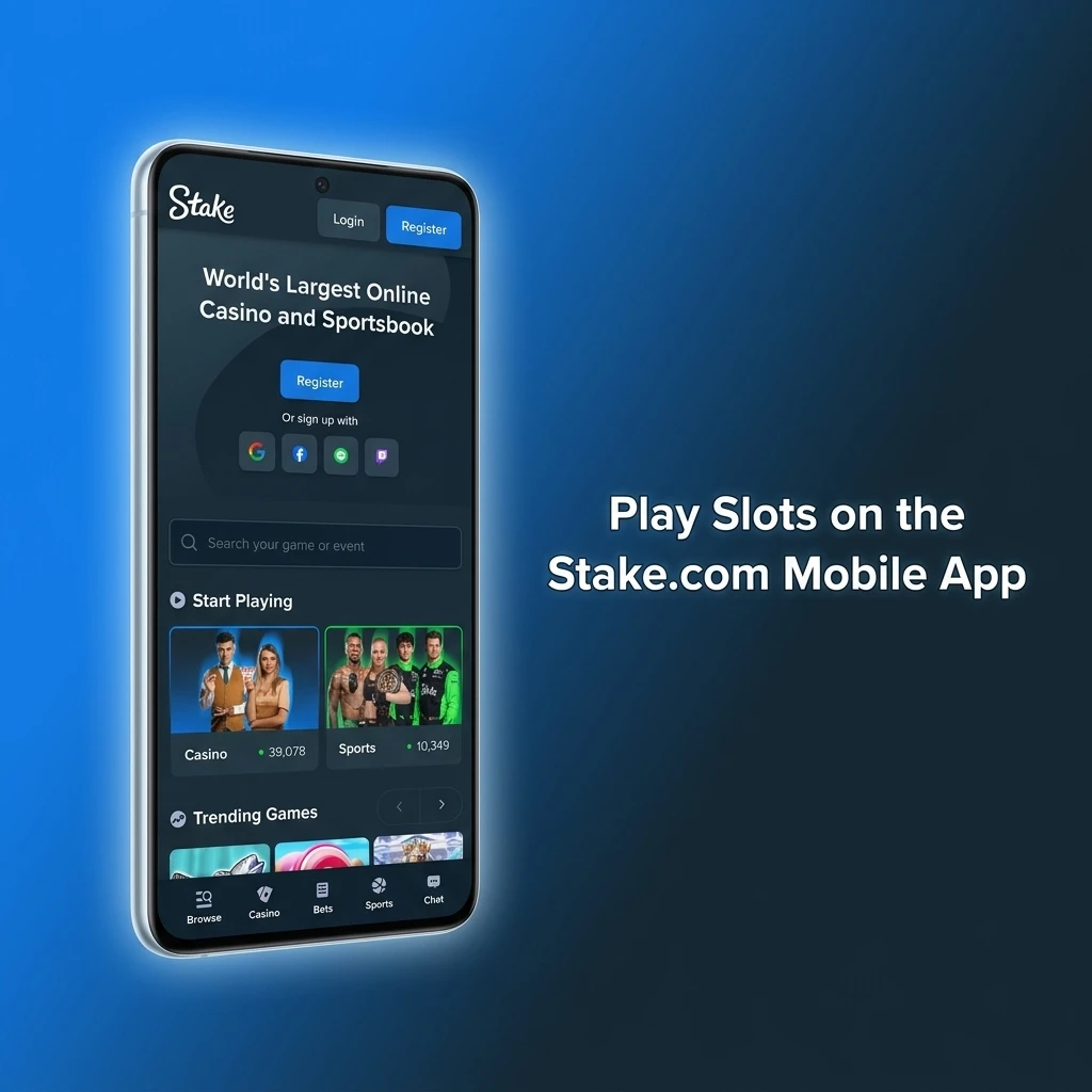Stake.com mobile app slots lobby on smartphone with touch controls for Indian players