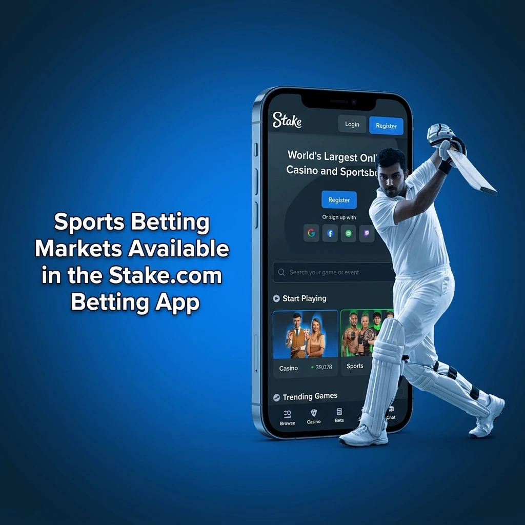 Stake.com betting app sports markets including cricket, football, kabaddi, eSports and more for Indian users