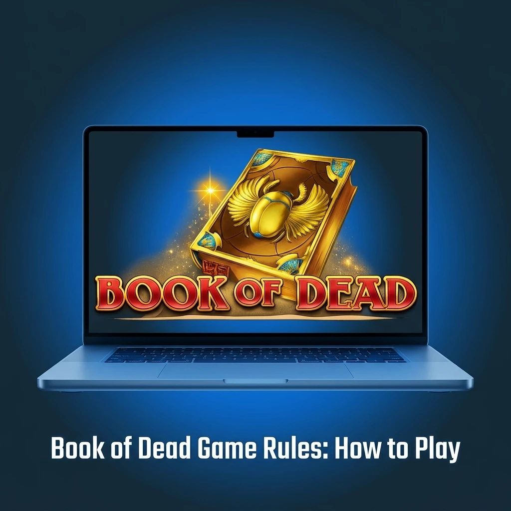 Book of Dead 5-reel slot gameplay showing reels, paylines, wild scatter symbol and free spins feature explained