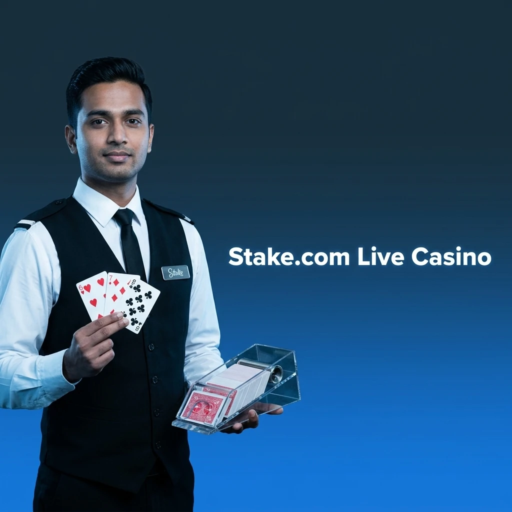 Stake.com live casino with HD dealers offering roulette, blackjack, baccarat, Andar Bahar and live game shows