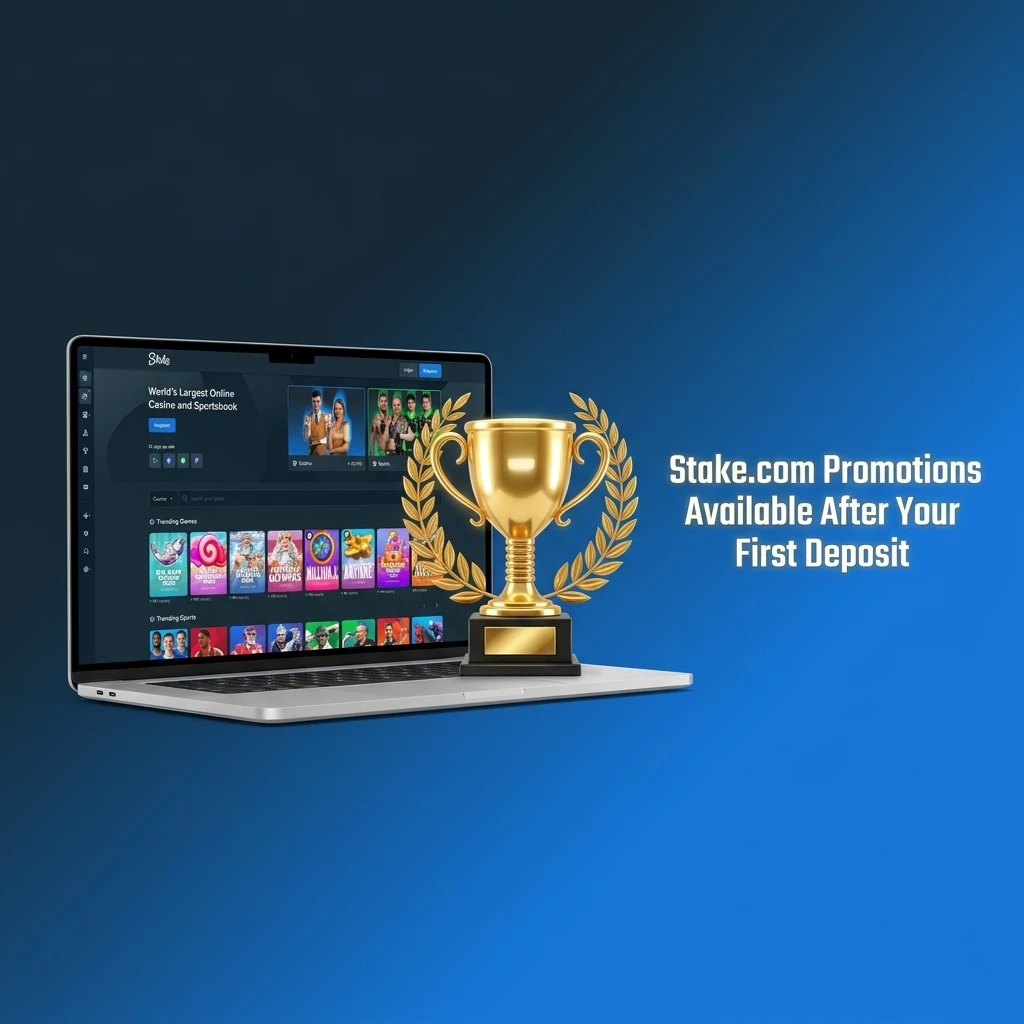 Stake.com promotions showing Weekly Raffle USD 75,000 and Daily Races USD 100,000 prize pools after first deposit