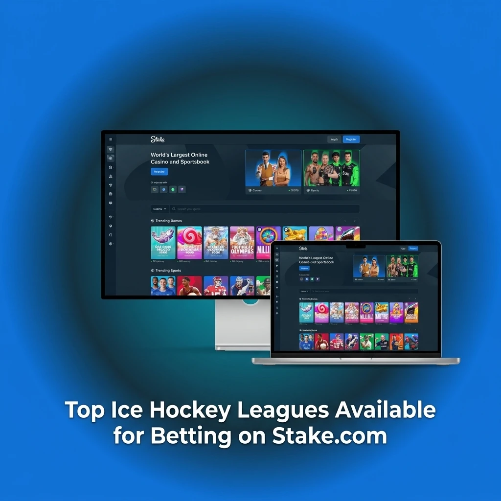 Top ice hockey leagues for betting on Stake.com including NHL, KHL, SHL, Liiga, DEL, and IIHF World Championship