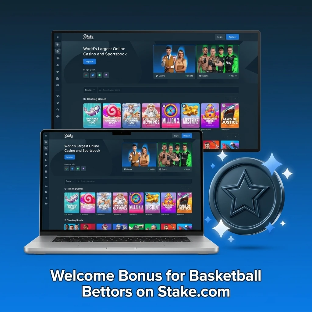 Stake.com welcome bonus for basketball bettors showing deposit requirements and wagering conditions for sports betting