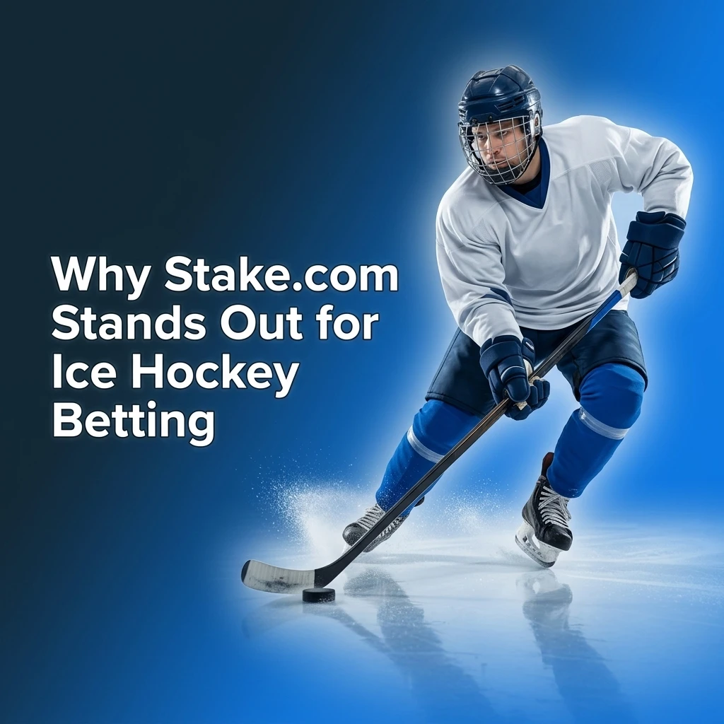 Stake.com ice hockey betting platform showing league coverage, live odds, crypto support and mobile betting features