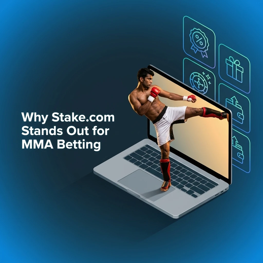Stake.com MMA betting platform showing UFC odds, live betting, INR payments, and responsible gambling tools for Indian bettors