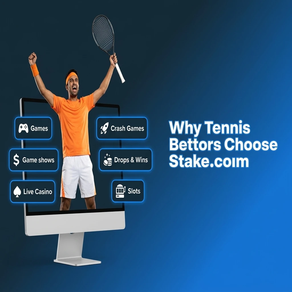 Stake.com tennis betting features including ATP, WTA, live markets, INR support, and fast payouts for Indian bettors